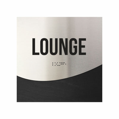 Lounge Room Door Sign - Stainless Steel & Wood Door Plate "Jure" Design