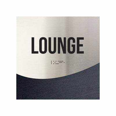 Lounge Room Door Sign - Stainless Steel & Wood Door Plate - "Jure" Design