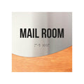 Mail Room Door Sign - Stainless Steel & Wood Door Plate - "Jure" Design - Photo #5