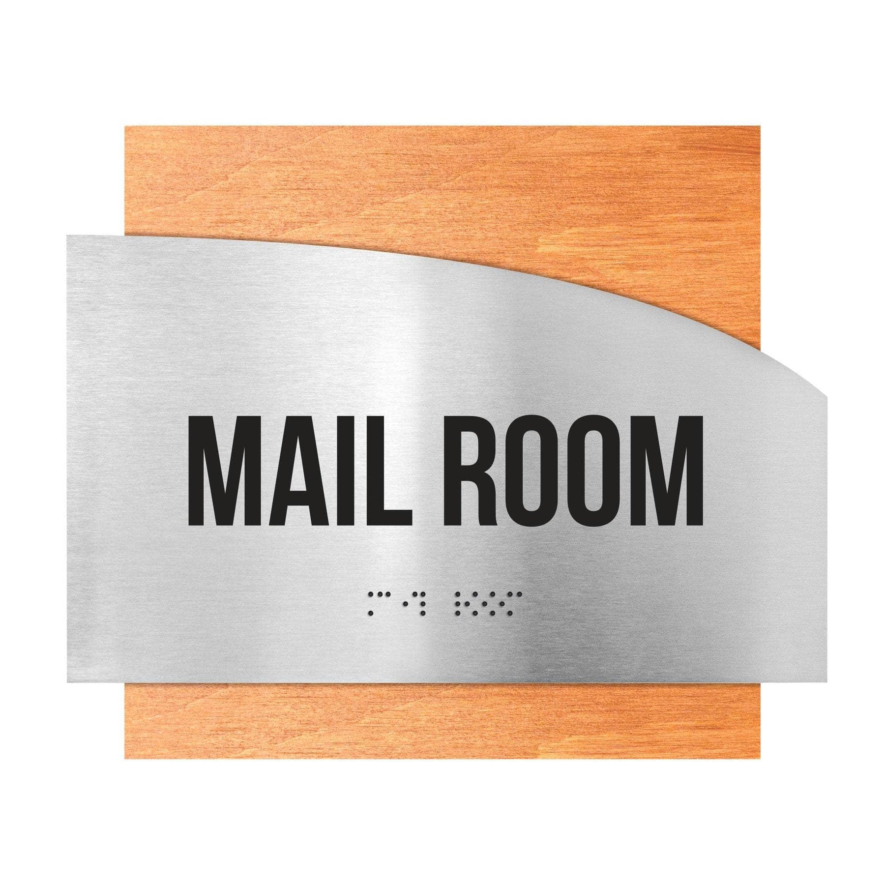 Mail Room Sign: Stainless Steel & Wood Plate —