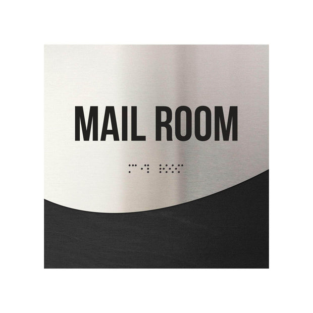 Mail Room Door Sign - Stainless Steel & Wood Door Plate - "Jure" Design