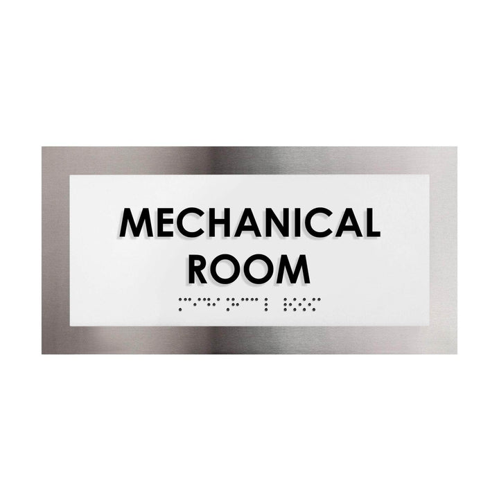 Door Signs Mechanical Room Door Sign - Stainless Steel Plate - "Modern" Design
