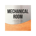 Mechanical Room Door Sign - Stainless Steel & Wood Door Plate - "Jure" Design - Photo #6