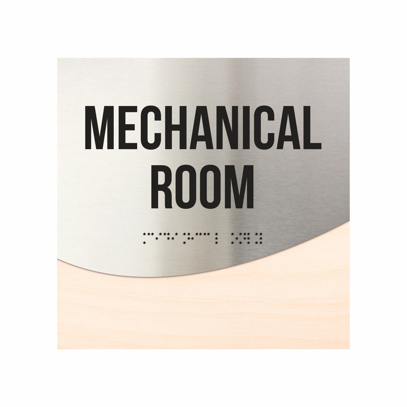 Mechanical Room Door Sign - Stainless Steel & Wood Door Plate "Jure" Design