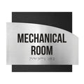 Door Signs Mechanical Room Signs - Stainless Steel & Wood Plate - "Wave" Design - Photo #2