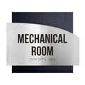Door Signs Mechanical Room Signs - Stainless Steel & Wood Plate - "Wave" Design - Photo #4