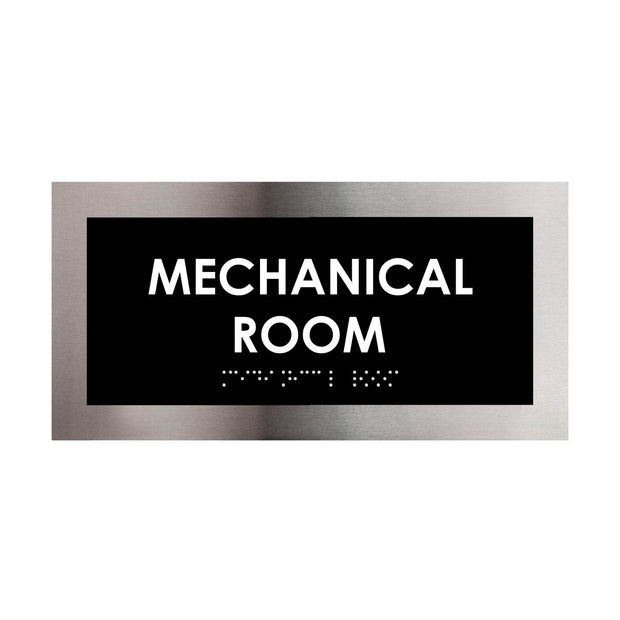 Door Signs Mechanical Room Door Sign - Stainless Steel Plate - "Modern" Design