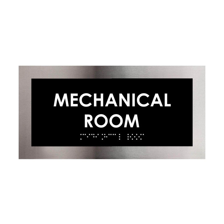 Door Signs Mechanical Room Door Sign - Stainless Steel Plate - "Modern" Design