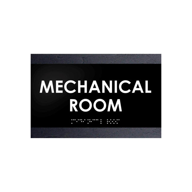 Door Signs Mechanical Room Sign - Wood Door Plate - "Buro" Design