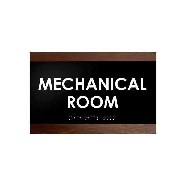 Door Signs Mechanical Room Sign - Wood Door Plate - "Buro" Design