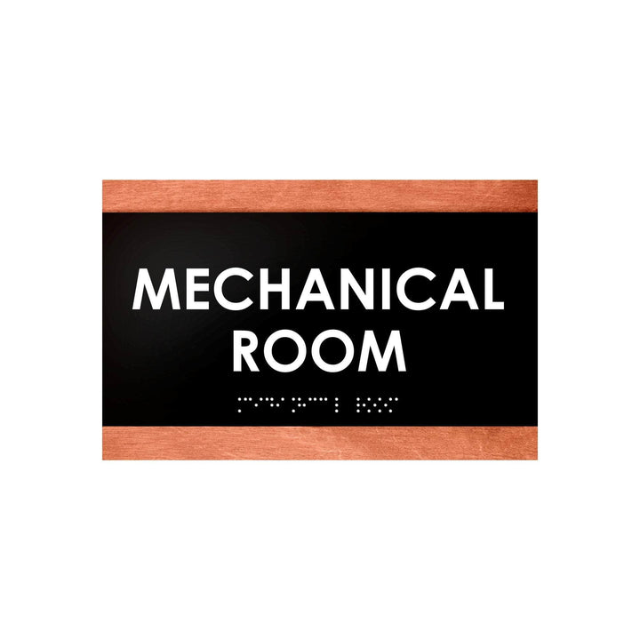 Door Signs Mechanical Room Sign - Wood Door Plate - "Buro" Design