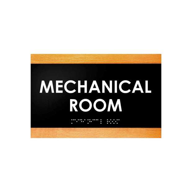 Door Signs Mechanical Room Sign - Wood Door Plate - "Buro" Design