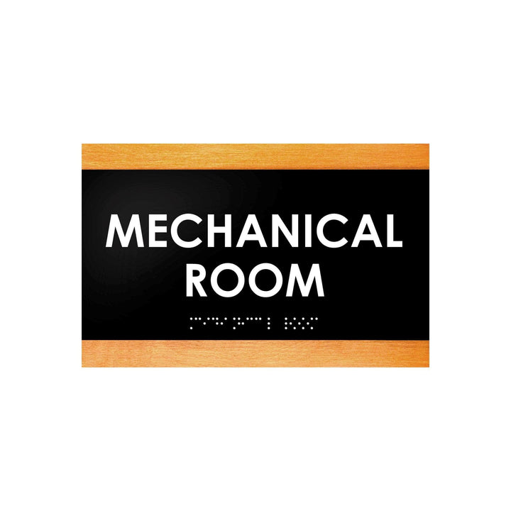 Door Signs Mechanical Room Sign - Wood Door Plate - "Buro" Design