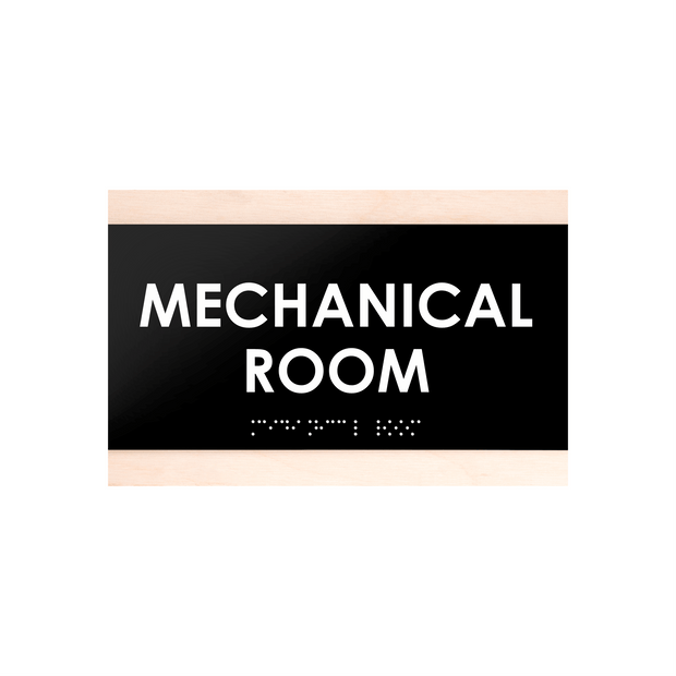 Door Signs Mechanical Room Sign - Wood Door Plate - "Buro" Design