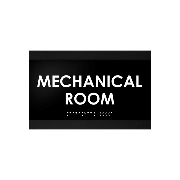 Door Signs Mechanical Room Sign - Wood Door Plate - "Buro" Design