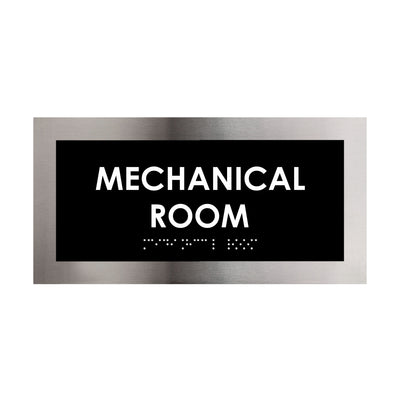Door Signs - Mechanical Room Door Sign - Stainless Steel Plate - "Modern" Design