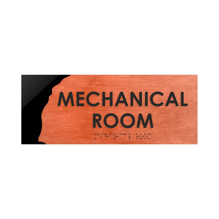 Door Signs Mechanical Room Sign - Wood Door Plate - "Sherwood" Design