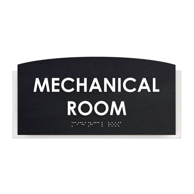 Mechanical Room Sign — Wood Door Plate — "Scandza" Design