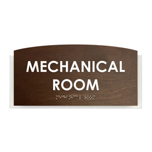 Mechanical Room Sign — Wood Door Plate — "Scandza" Design