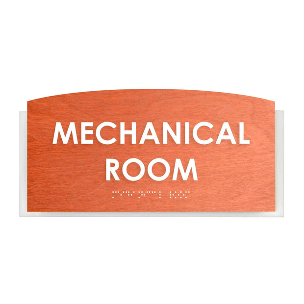 Mechanical Room Sign — Wood Door Plate — "Scandza" Design
