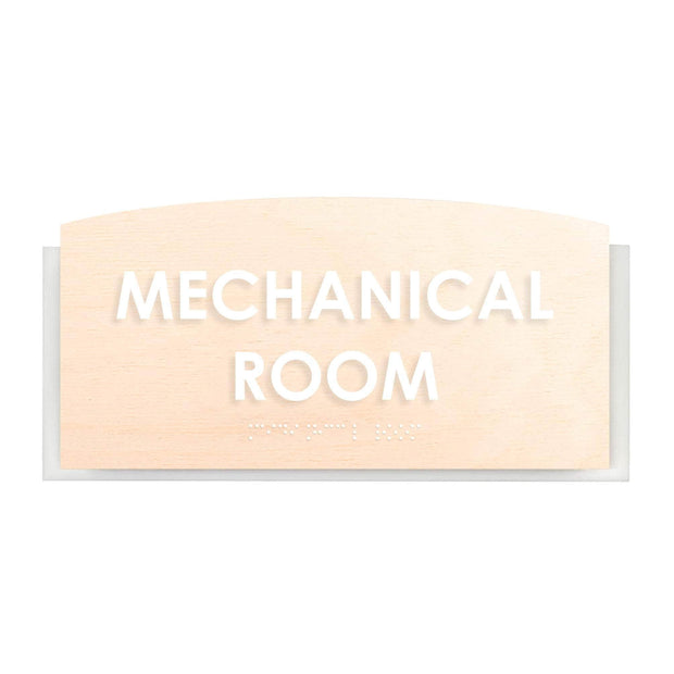 Mechanical Room Sign — Wood Door Plate — "Scandza" Design