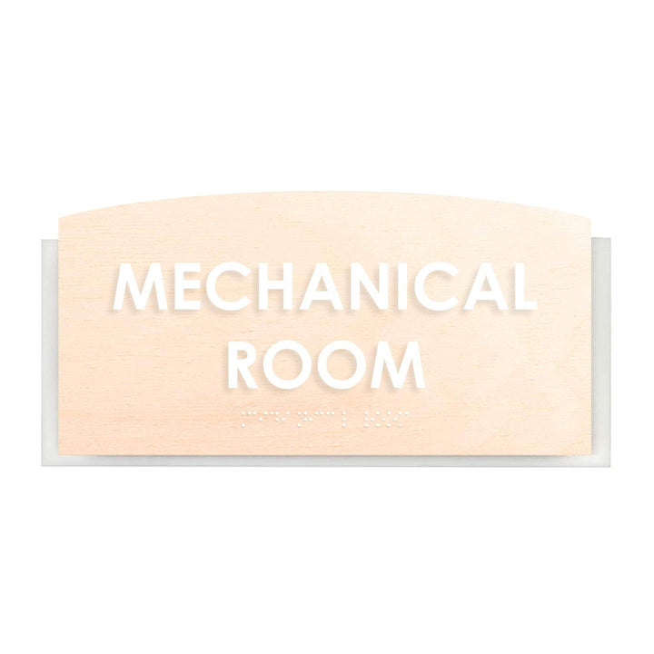 Mechanical Room Sign — Wood Door Plate — "Scandza" Design