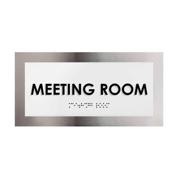 Door Signs Meeting Room Door Sign - Stainless Steel Plate - "Modern" Design