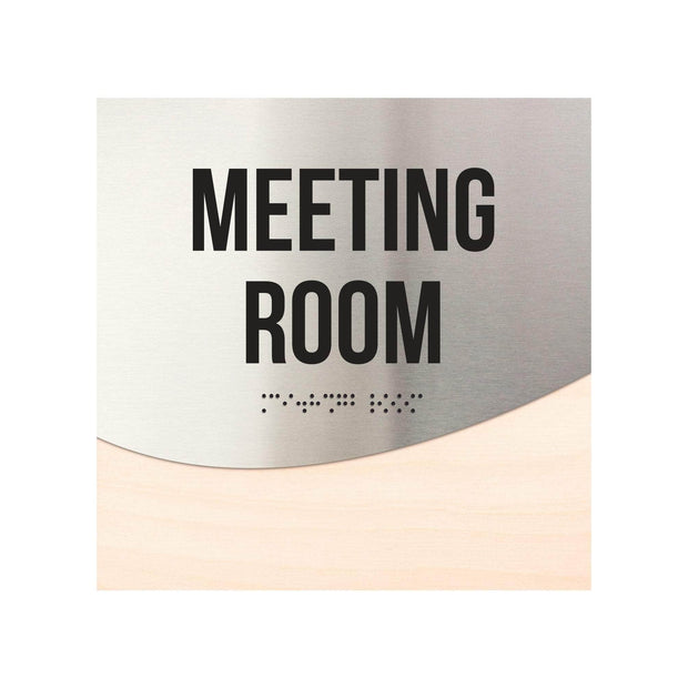 Meeting Room Door Sign - Stainless Steel & Wood Door Plate - "Jure" Design