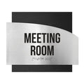 Door Signs Meeting Room Signs - Stainless steel & Wood Plate - "Wave" Design - Photo #1