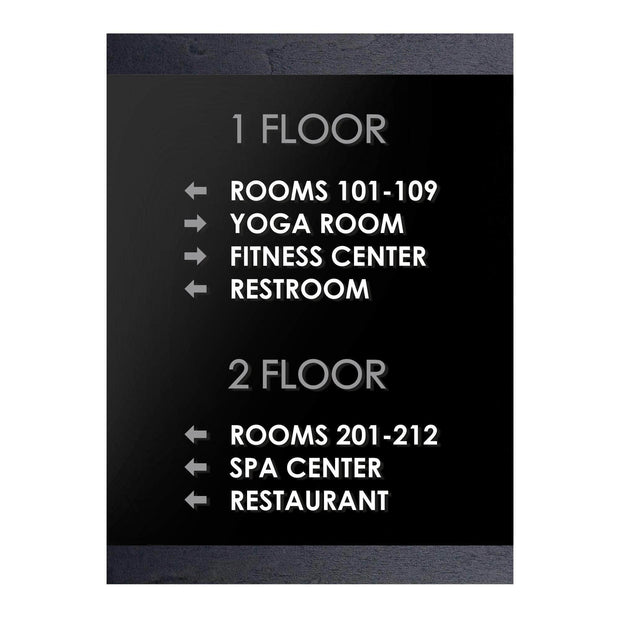 Wayfinding Sign : Wood & Acrylic Wall Sign 19.6x14.5" / 500x370 mm