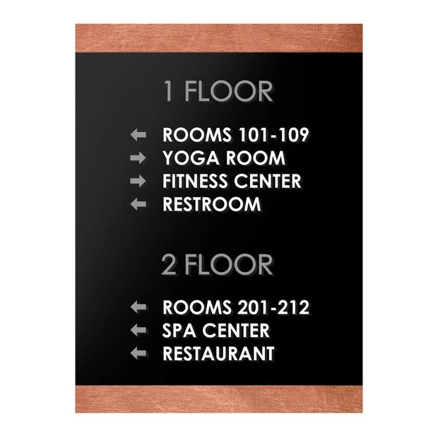 Wayfinding Sign : Wood & Acrylic Wall Sign 19.6x14.5" / 500x370 mm