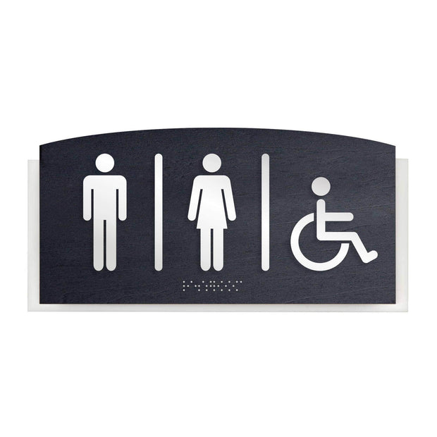 Bathroom Signs All Gender Restroom Door Sign with Handicap - "Scandza" Design