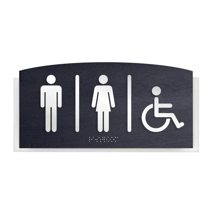 Bathroom Signs All Gender Restroom Door Sign with Handicap - "Scandza" Design