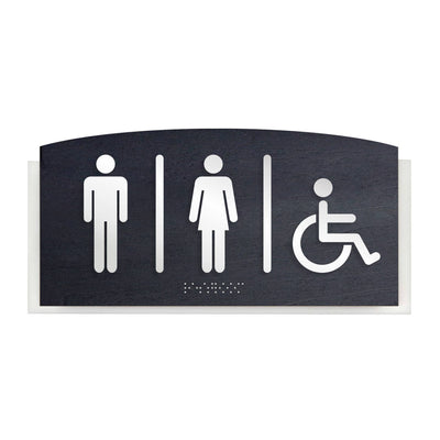 Bathroom Signs - All Gender Restroom Door Sign With Handicap "Scandza" Design