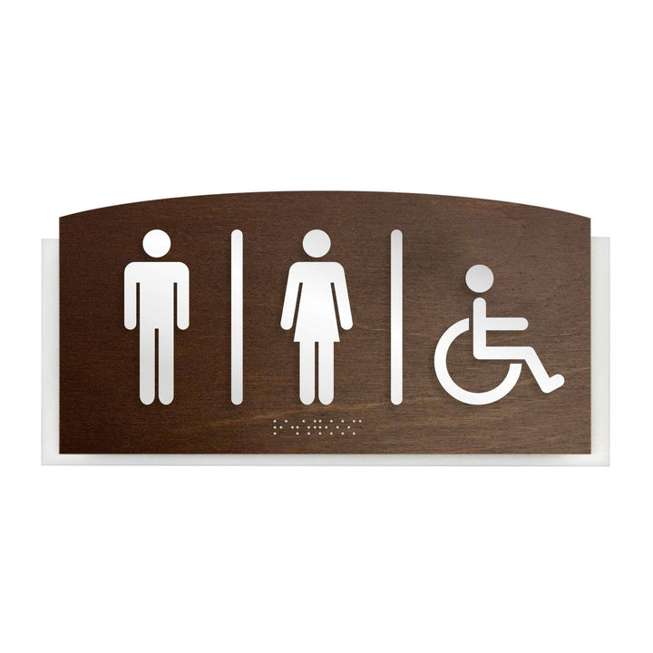 Bathroom Signs All Gender Restroom Door Sign with Handicap - "Scandza" Design