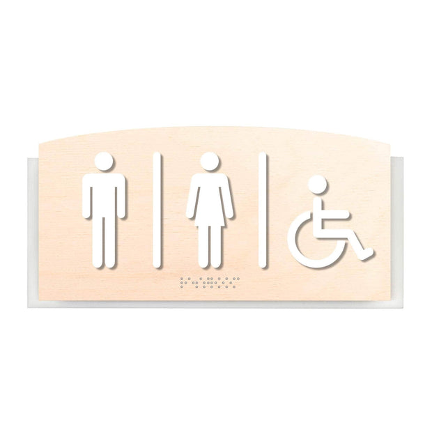 Bathroom Signs All Gender Restroom Door Sign with Handicap - "Scandza" Design