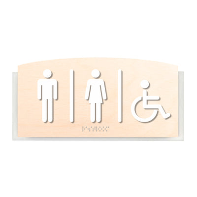 Bathroom Signs - All Gender Restroom Door Sign With Handicap "Scandza" Design
