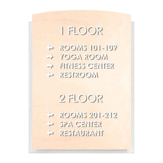 Directional Sign: Wood & Acrylic Wall Sign — "Scandza" Design