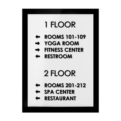 Wayfinding Directional Plate - Interior Stainless Steel Sign - "Simple" Design