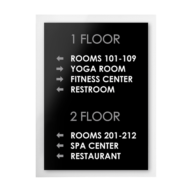 Directional Sign: Interior Stainless Steel Sign with Inscription — "Simple" Design