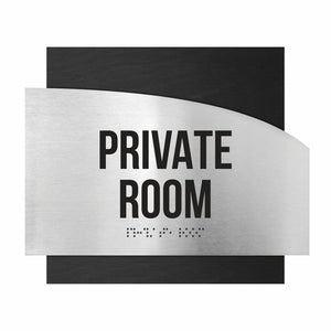 Door Signs Private Room Signs - Stainless steel & Wood Plate - "Wave" Design