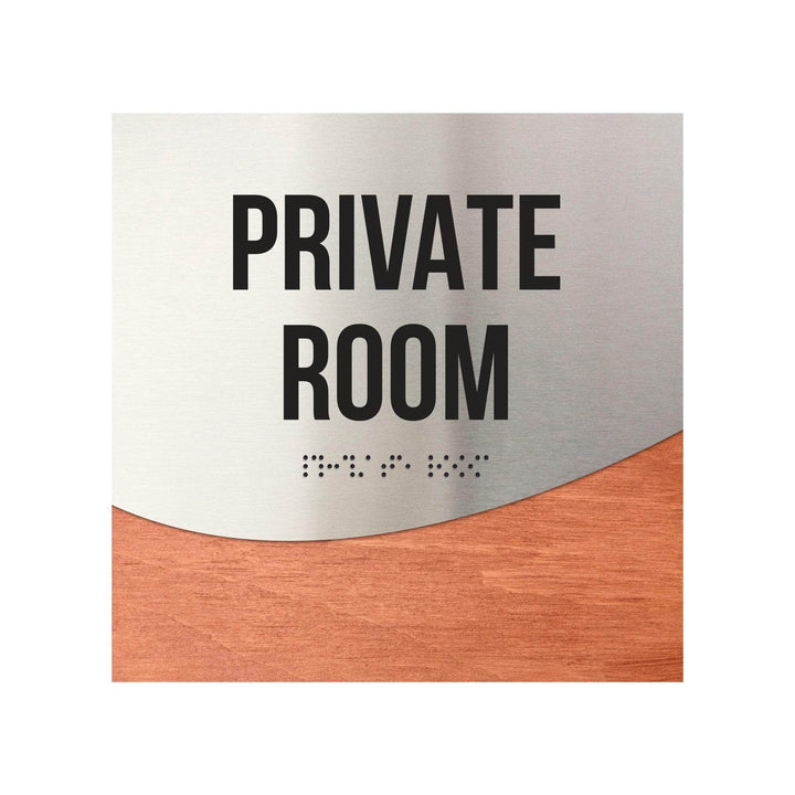 Private Room Door Sign - Stainless steel &amp; Wood Door Plate "Jure" Design