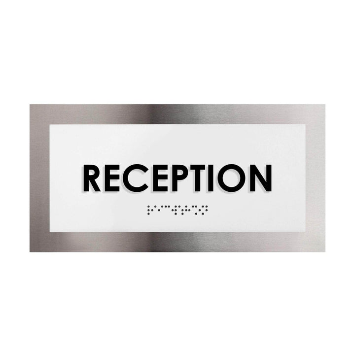 Door Signs Reception Sign - Stainless Steel Plate - "Modern" Design