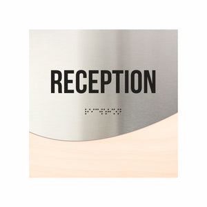 Reception Sign - Stainless Steel & Wood Door Plate "Jure" Design