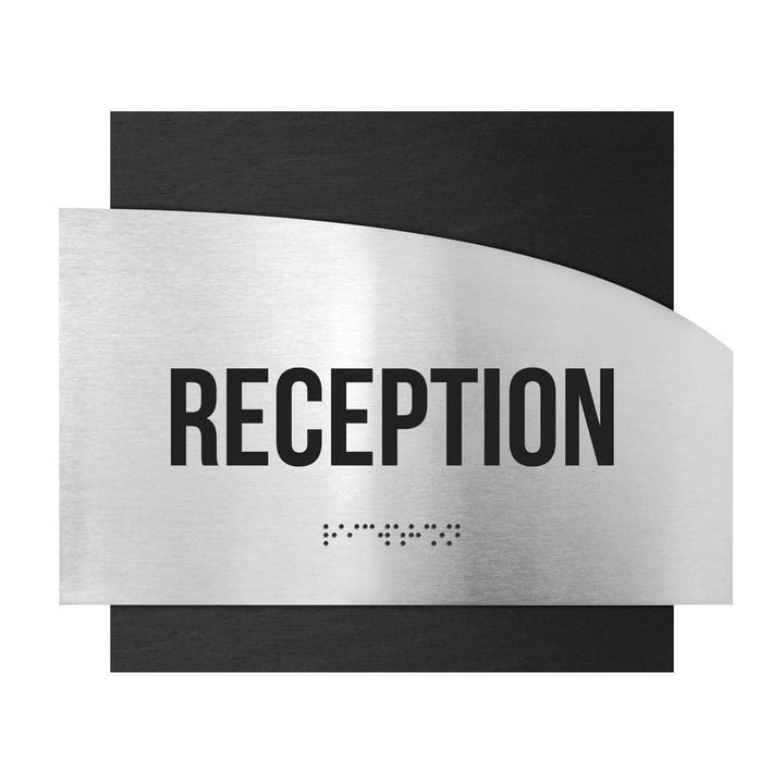 Door Signs Reception Signs - Stainless steel & Wood Plate - "Wave" Design
