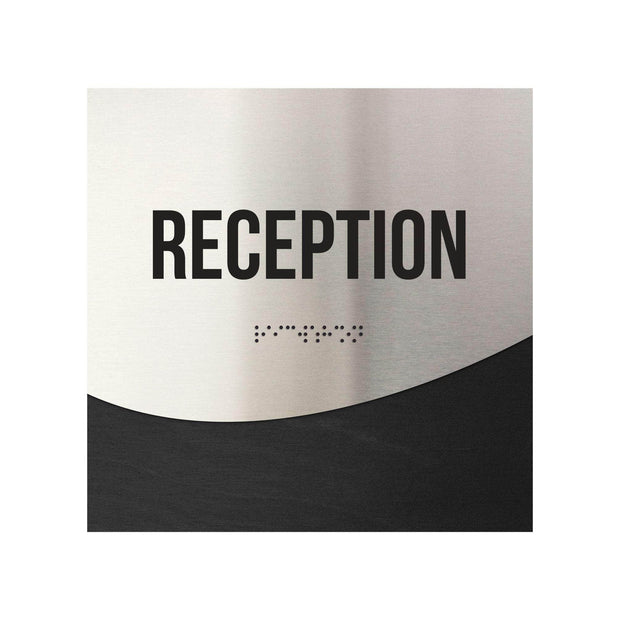 Reception Sign - Stainless Steel & Wood Door Plate - "Jure" Design