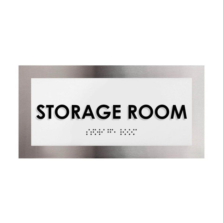 Door Signs Storage Room Door Sign - Stainless Steel Plate - "Modern" Design