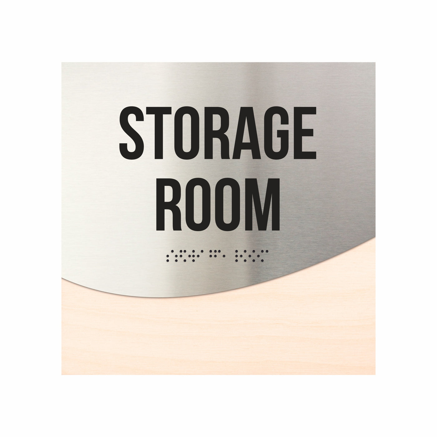 Storage Room Door Sign - Stainless Steel & Wood Door Plate "Jure" Design