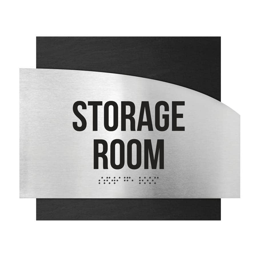 Storage Room Sign: Stainless Steel & Wood Plate —