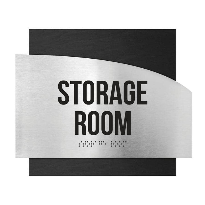 Door Signs Storage Room Signs - Stainless steel & Wood Plate - "Wave" Design